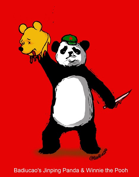 Composite image of Badiucao's Jinping Panda and Winnie the Pooh