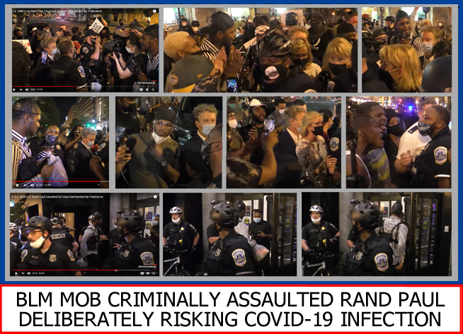 Gallery of out-takes from video of BLM mob attacking Rand Paul leaving RNC August 28, 2020