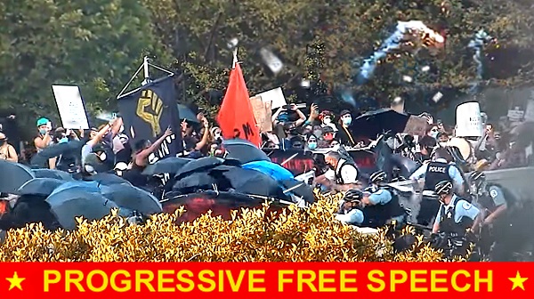 Mob attempts to topple Columbus statue guarded by Chicago police