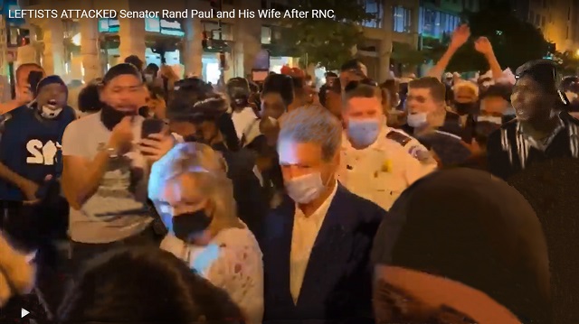 Rand Paul and his wife were attacked leaving the RNC by a BLM-inspired mob - many unmasked, yelling threats in their faces