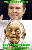 Schiff Gollum meme reading false quotes into the House Hearings