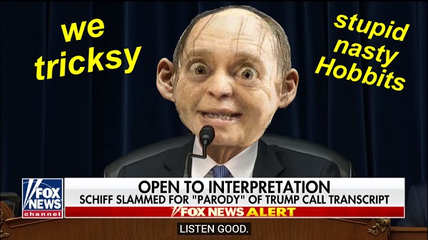 Adam Schiff - Gollum morph reads parody of Trump Ukraine phone call