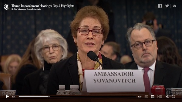 Video - NY Times clips of Yovanavitch testimony