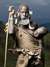 Mother and Infant - Mursi Tribe from Omo Valley Project by photographer Joey Lawrence