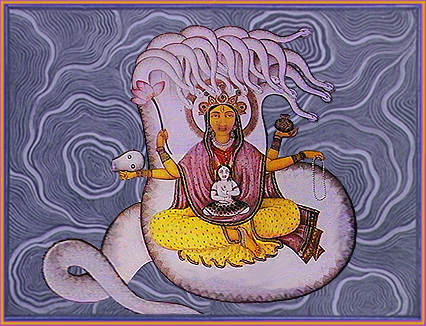 Devi and Siva enthroned on Ananta