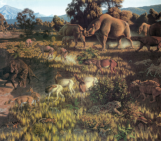 Early Oligocene Mural by Jay Matternes - National Geographic Magazine