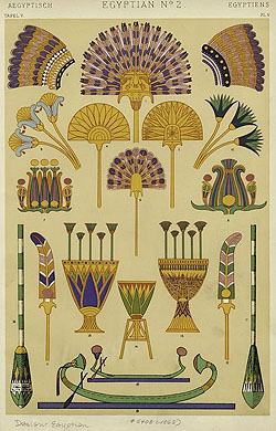 Egyptian Water Lily Motifs on Fans and Oars