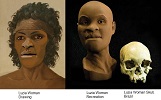 Luzia Woman from maya-gaia reconstruction in composit composition