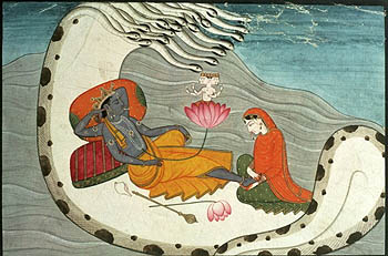 Vishnu and Lakshmi seated on Shesha Naga